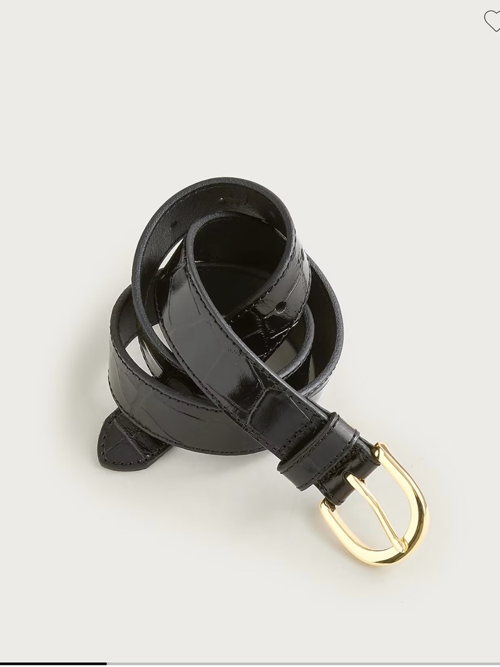 J. Crew Black Patent Leather Belt with Gold Buckle